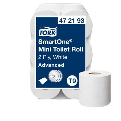 Tork Тоалетна хартия на ролка с централно изтегляне SmartOne mini, Advanced, 2 пласта, 12 х 112 метра – system T9